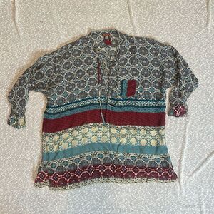 JOHNNY WAS Patchwork Paisley Boho Tunic Top Blouse SMALL Medium Oversized